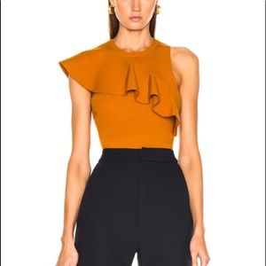 A.L.C Malia Ruffle Accent Top Light Honey NWT! XS